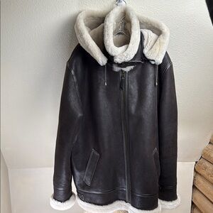 NWOT OVERLAND  Dark Brown/Cream Classic B-3 Bomber Jacket